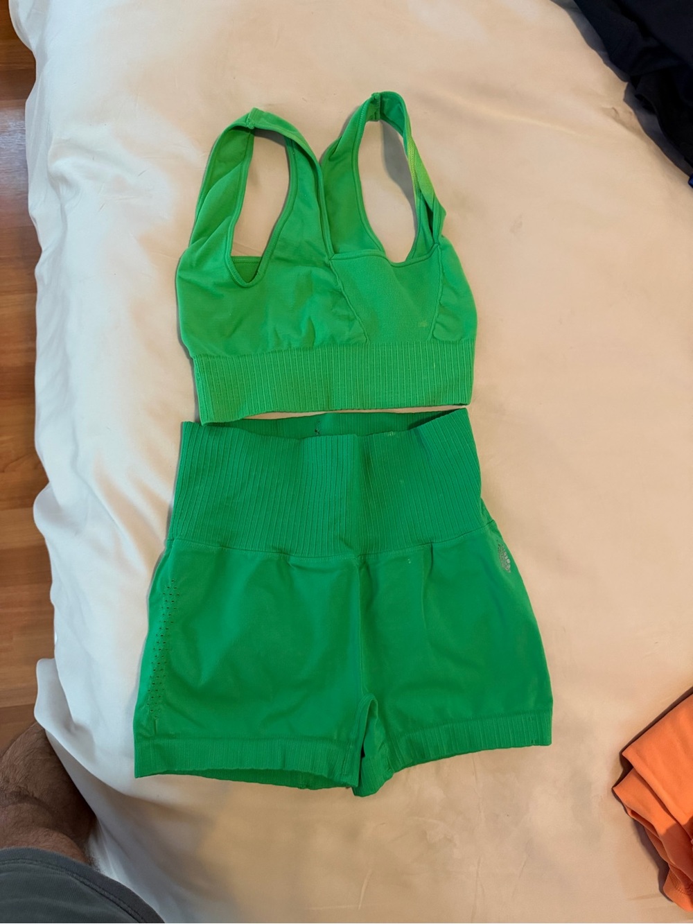 FP Movement by Free People Neon Green Bike Shorts and Sports Bra Set